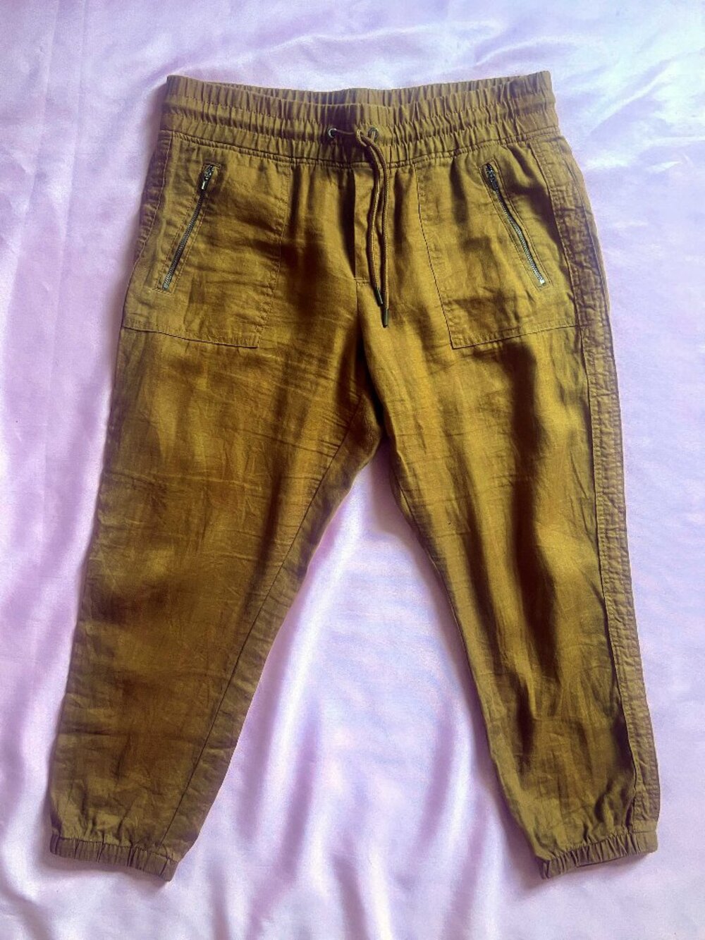 Athleta 100% Linen Cargo Jogger Pants